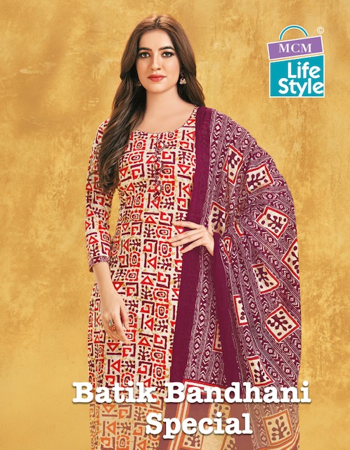 mcm lifestyle batic bandhni  Regular Wear Cotton Dress Material